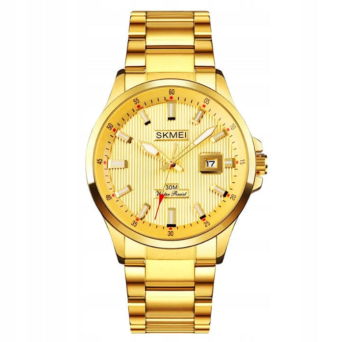 Men's watch / SKMEI / bracelet / date / silver / gold / black