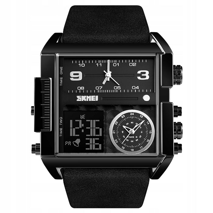 Men's watch SKMEI brown black strap large dial Brand Skmei