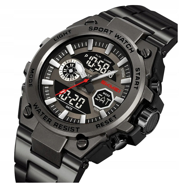 Men's watch SKMEI electronic bracelet silver black multifunctional Packaging status original