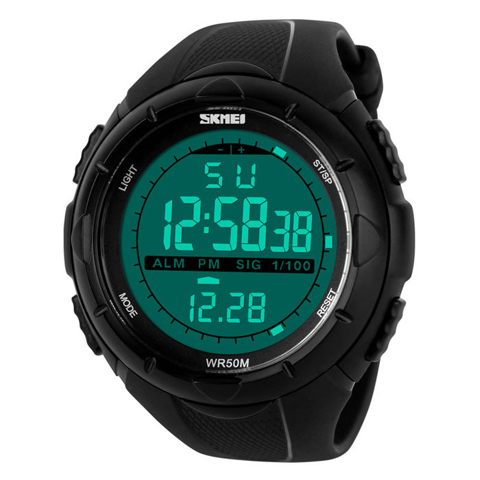Men's watch SKMEI rubber electronic strap black large readable dial Packaging status original