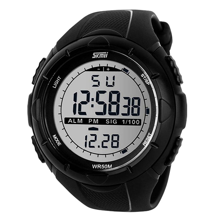 Men's watch SKMEI rubber electronic strap black large readable dial