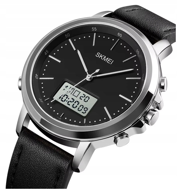 Men's watch SKMEI skm.116521pc.mn leather strap analog electronic