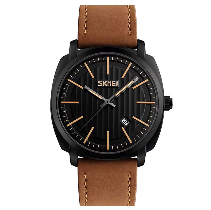 Men's watch SKMEI skm.191691d.mn analog strap leather date large dial