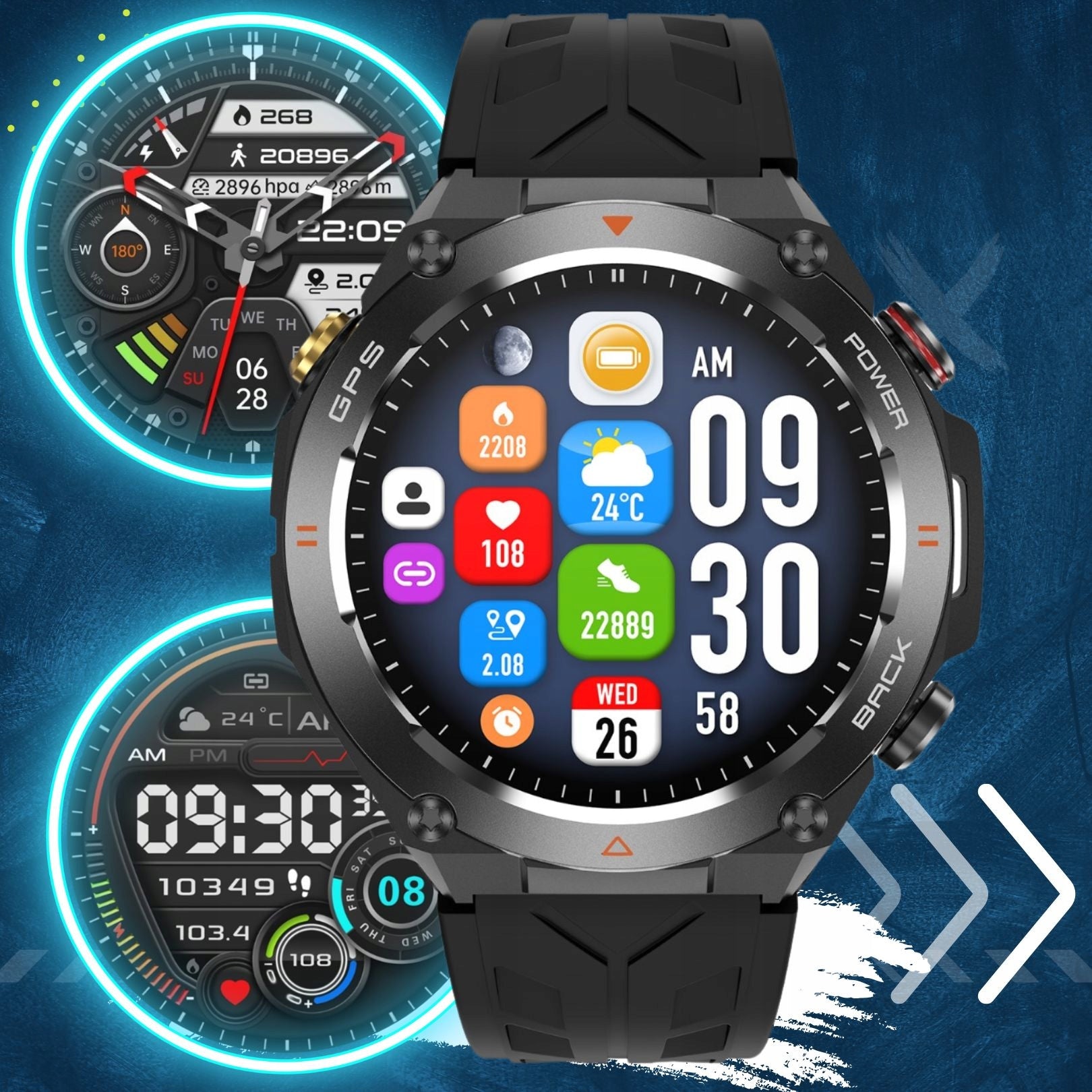 Men's watch SMARTWATCH RBN with GPS COMPASS BAROMETER CONVERSATION BATTERY 600 Brand Rubicon