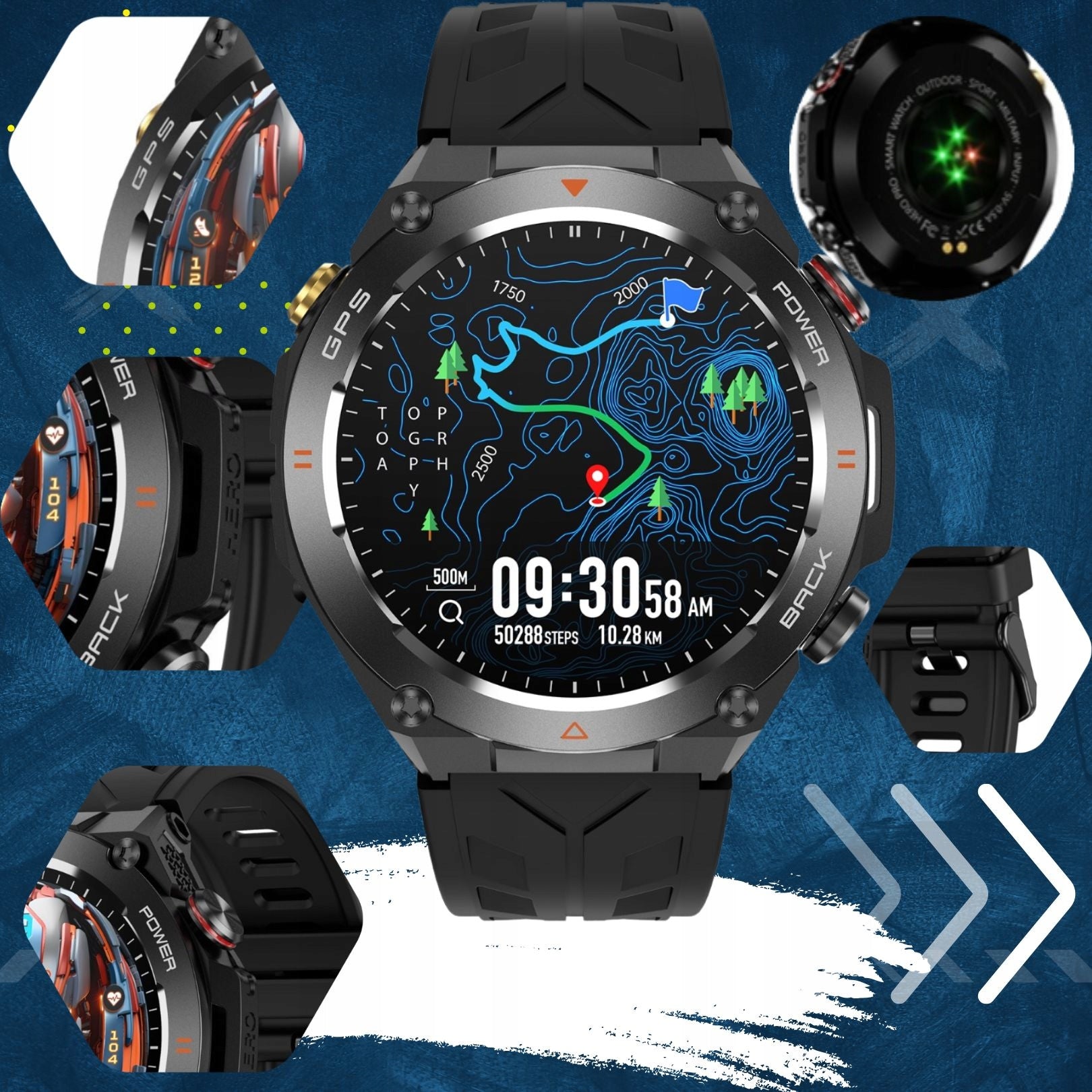 Men's watch SMARTWATCH RBN with GPS COMPASS BAROMETER CONVERSATION BATTERY 600 EAN (GTIN) 5905258705637