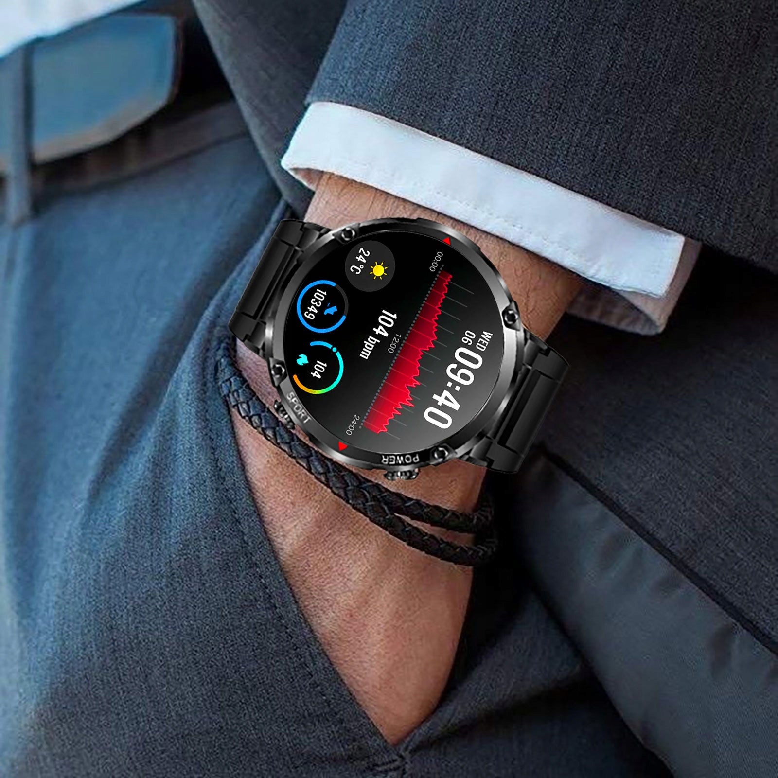 Men's watch SMARTWATCH Rubicon TALK STEPS SMS Case color black