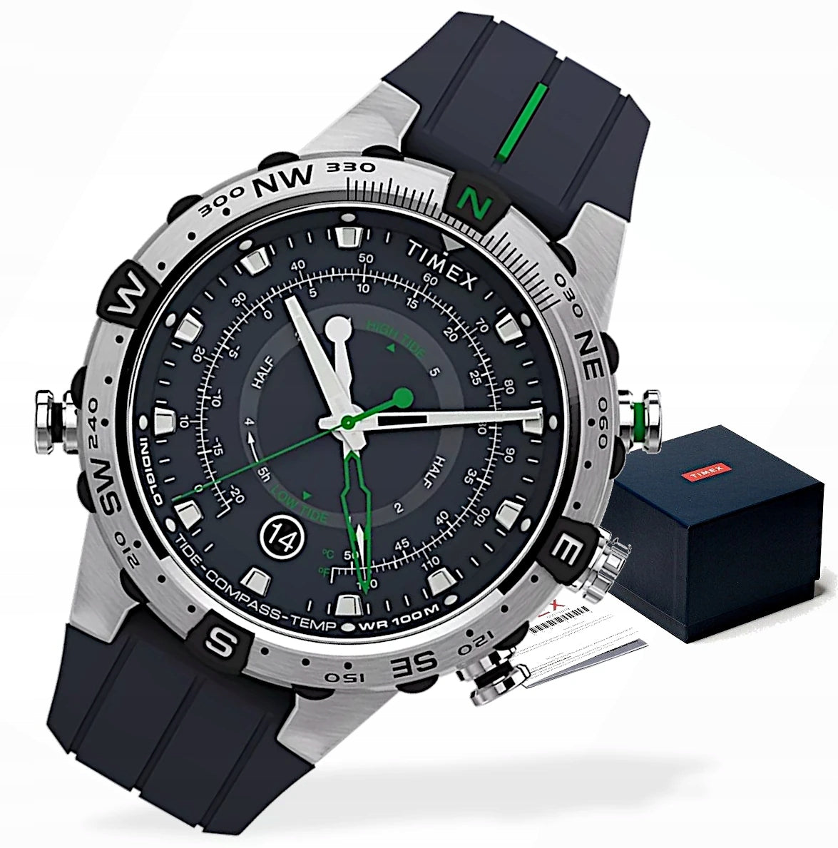 Men's watch Timex Expedition TW2V22100 compass thermometer +Box+ Engraving