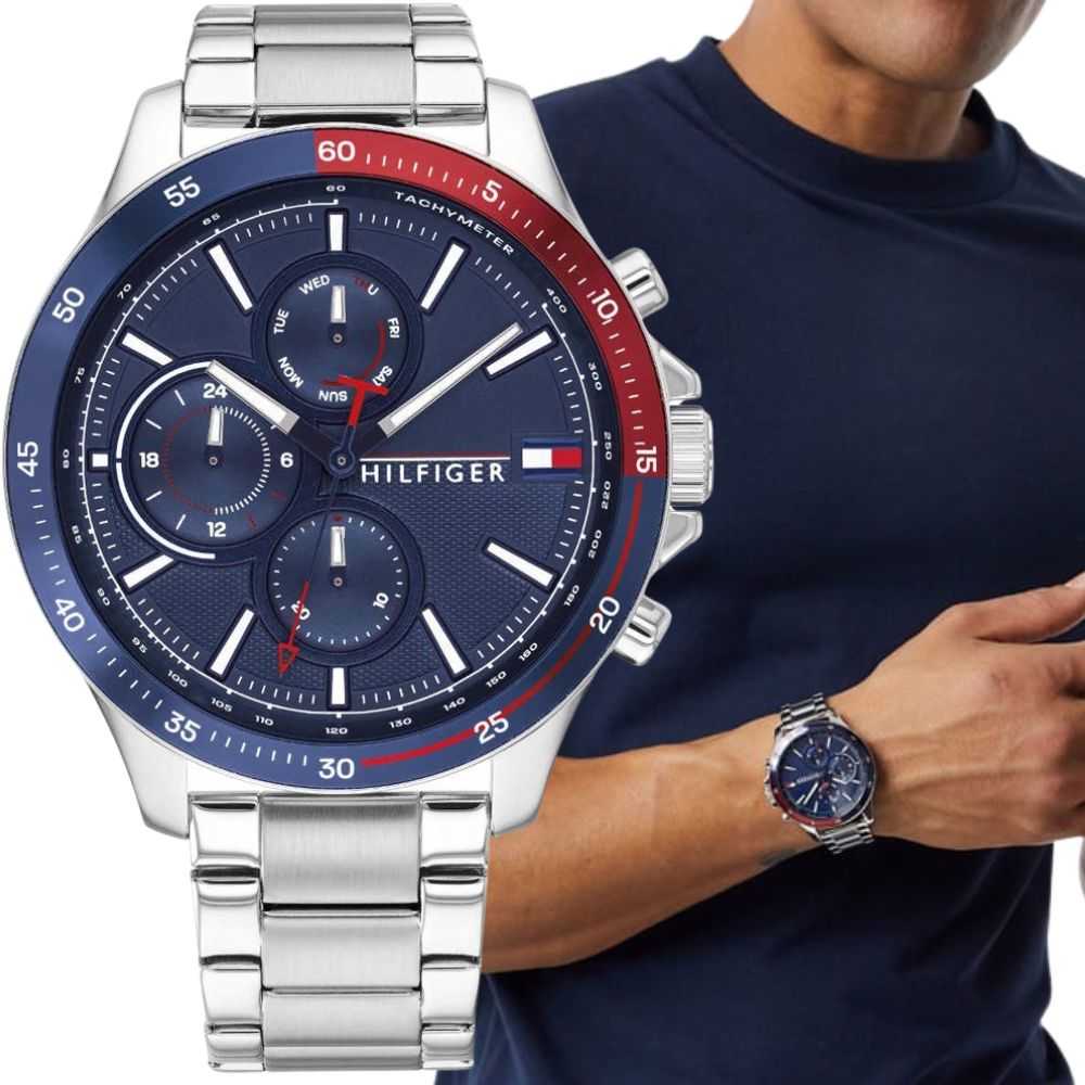 Men's watch Tommy Hilfiger 1791718 Bank silver on bracelet
