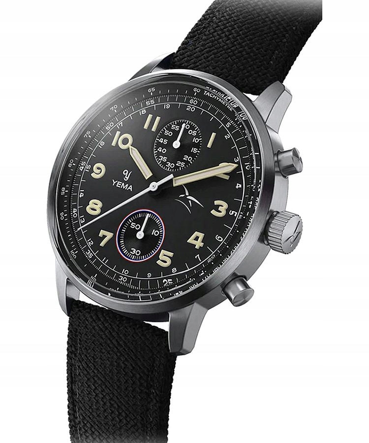 Men's watch Yema Flygraf Bi-Compax French Air Force Chronograph