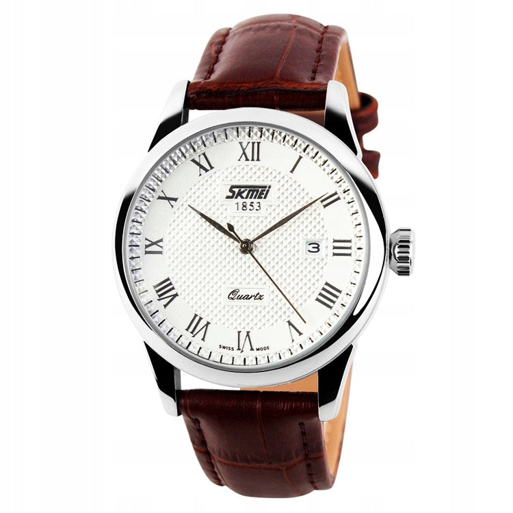 Men's watch / analog / classic / date / strap / brown / black Brand no brand