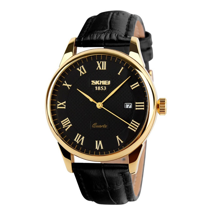 Men's watch / analog / classic / date / strap / brown / black Packaging status original