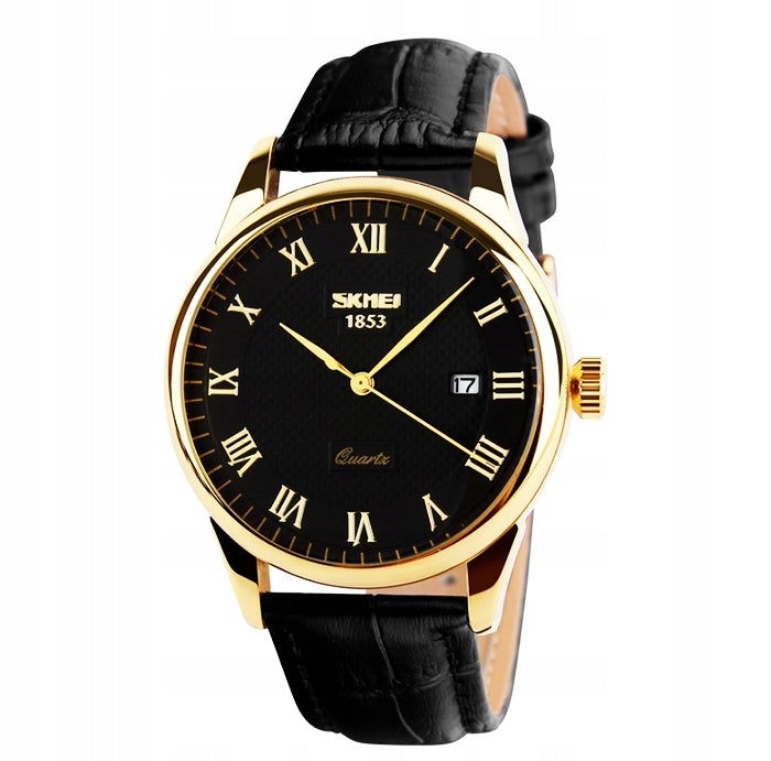 Men's watch / analog / classic / date / strap / brown / black Packaging status original