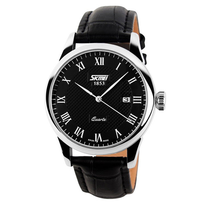 Men's watch / analog / classic / date / strap / brown / black