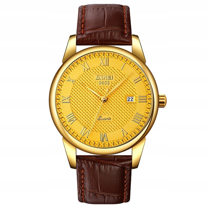 Men's watch analogue classic date strap brown black Brand no brand
