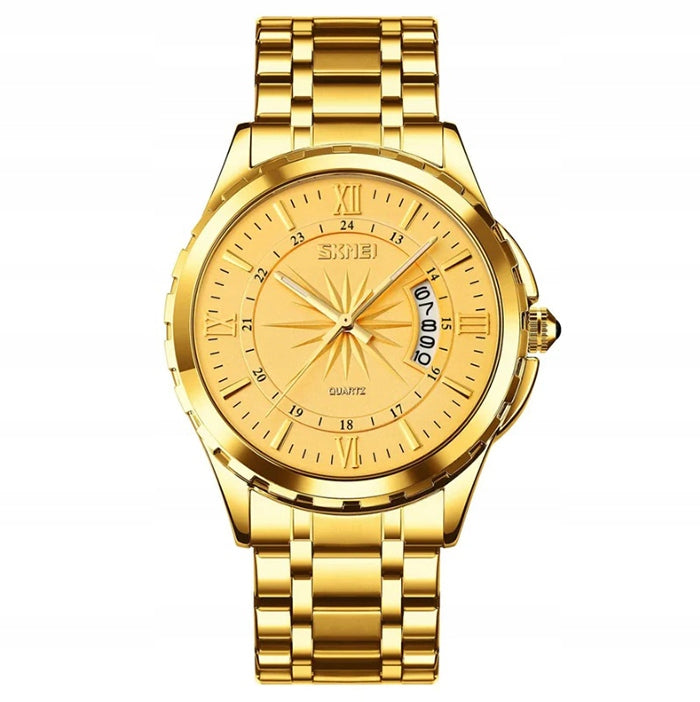 Men's watch / bracelet / silver / gold / readable dial / date Brand no brand