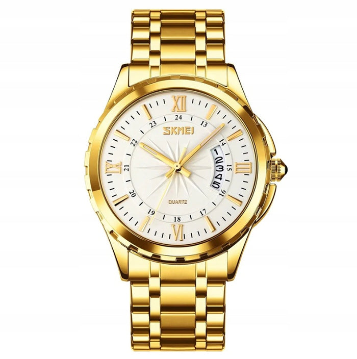 Men's watch / bracelet / silver / gold / readable dial / date Packaging status original