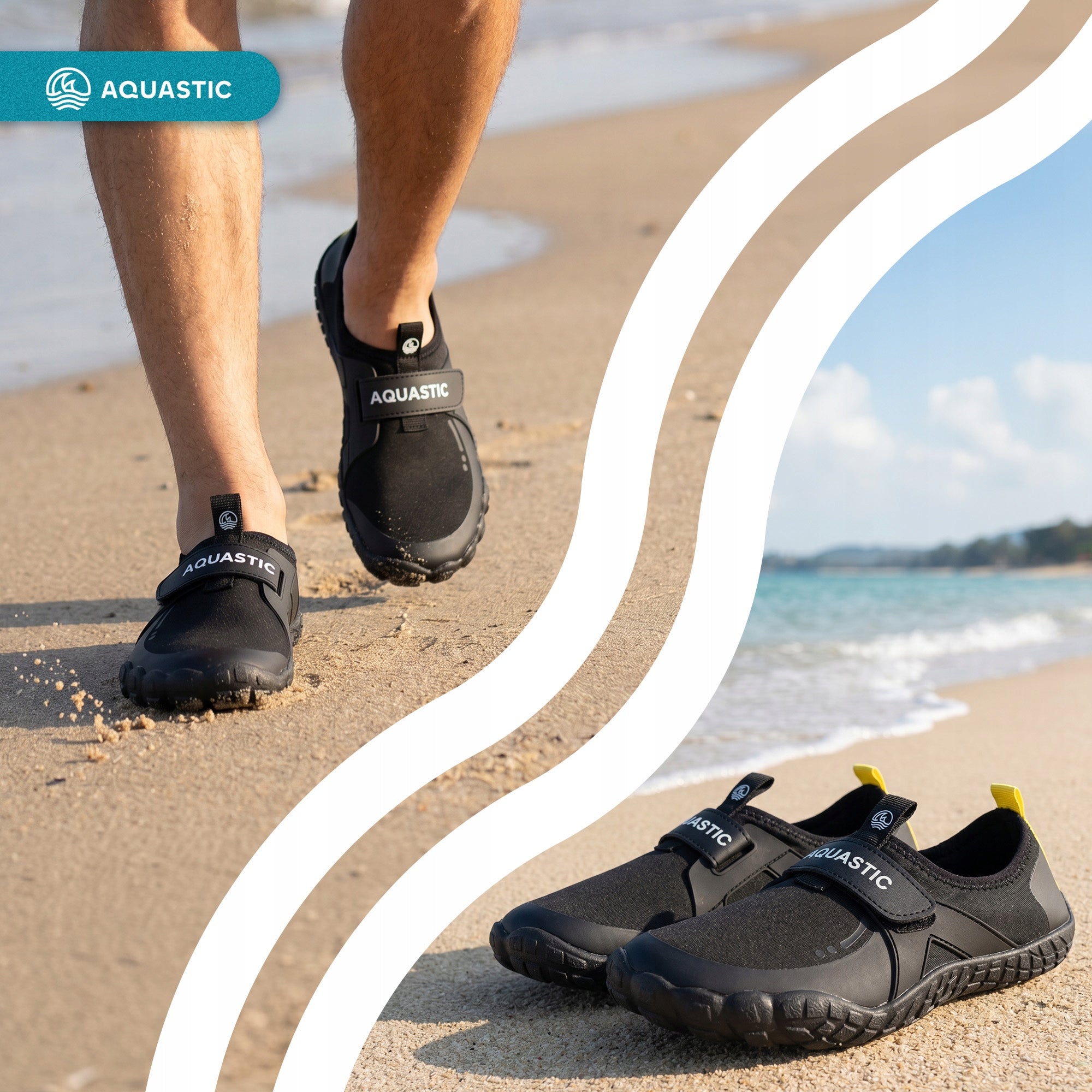 Men's water shoes Aquastic Reef black ECHINACEA BEACH LIGHT COMFORTABLE 44 Gender man