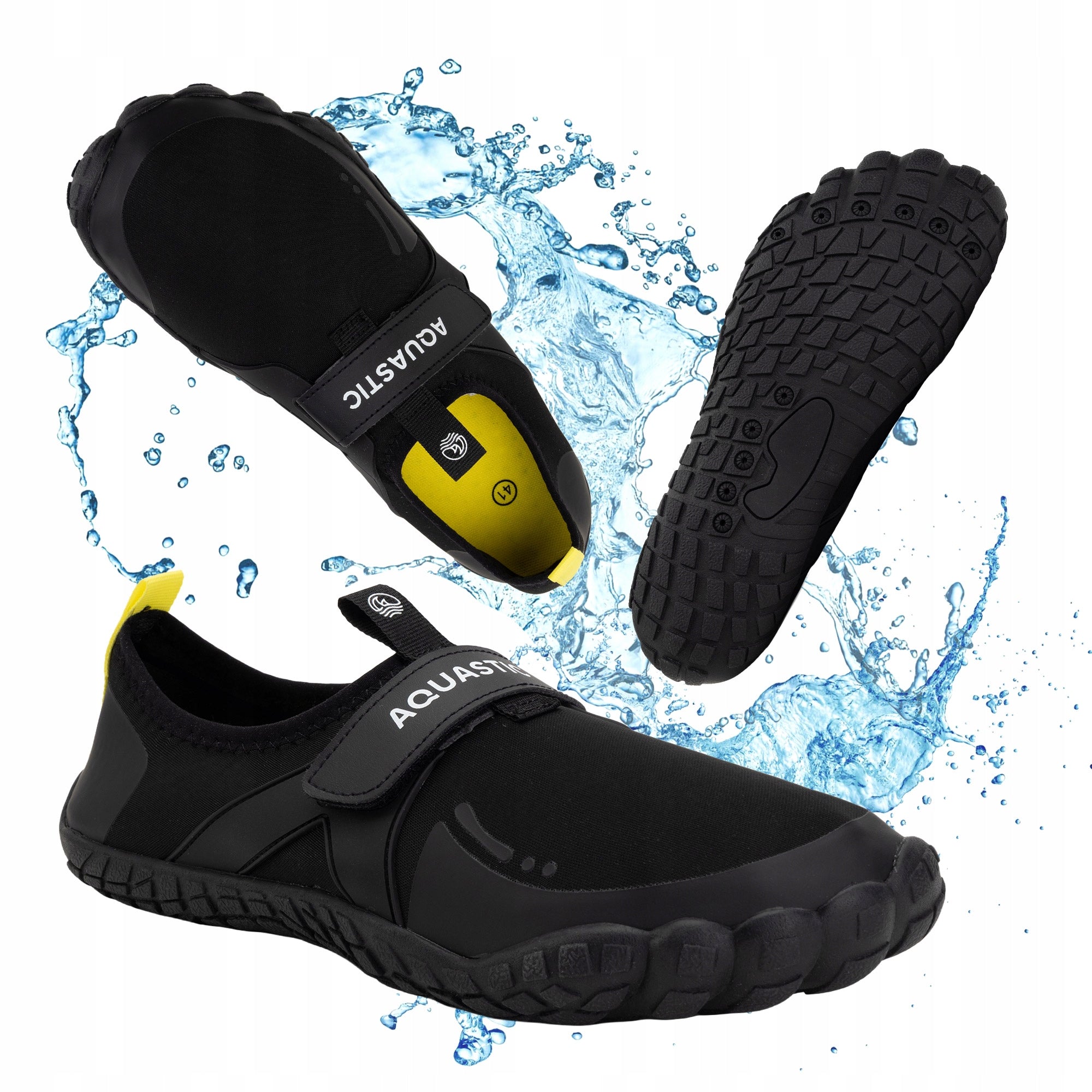 Men's water shoes Aquastic Reef black ECHINACEA BEACH LIGHT COMFORTABLE 44