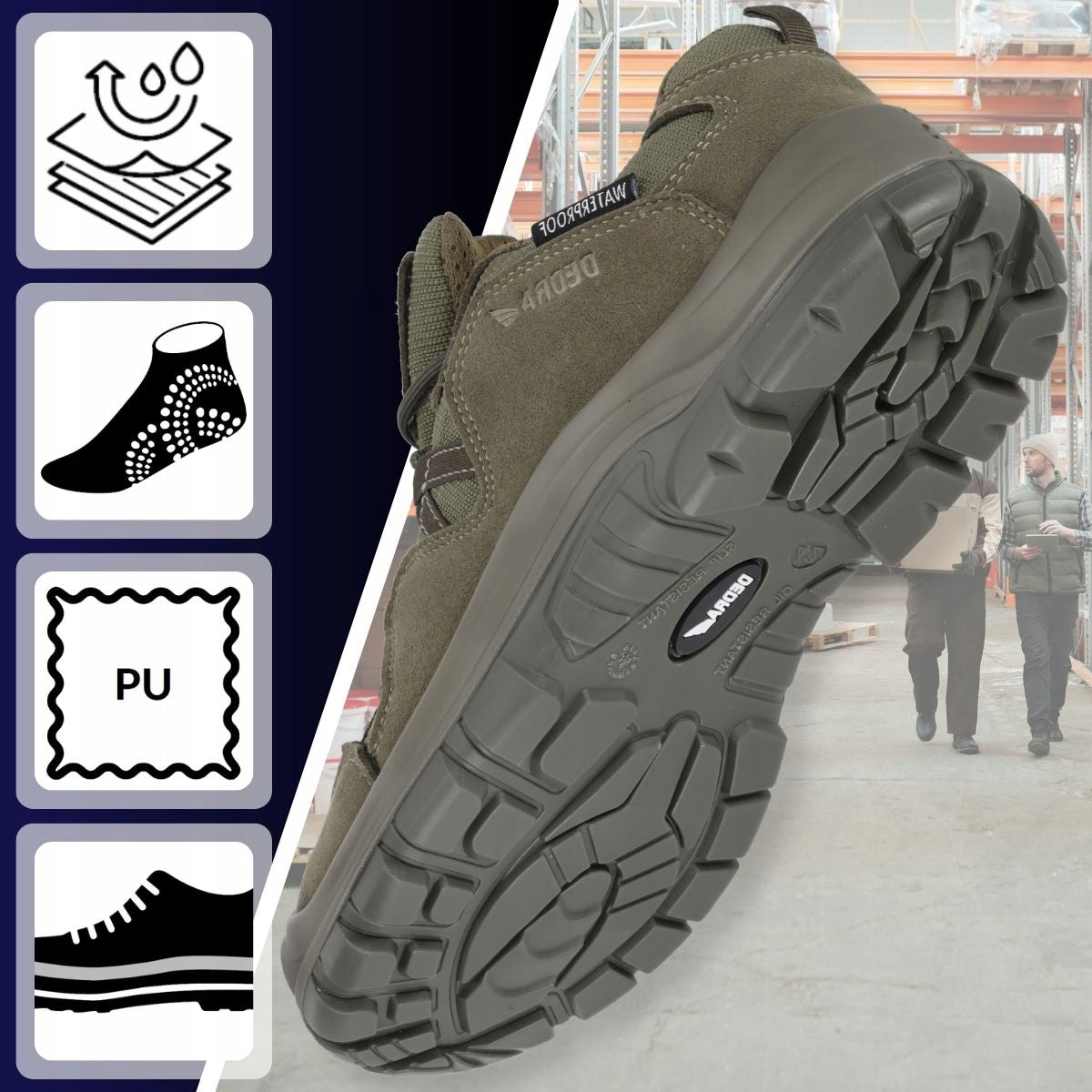 Men's work shoes OHS shoes light DEDRA r. 43 WATERPROOF without lift Manufacturer code BH9P7-43 kat.O1 SR FO ANTYPOŚLIZGOWA PODESZWA