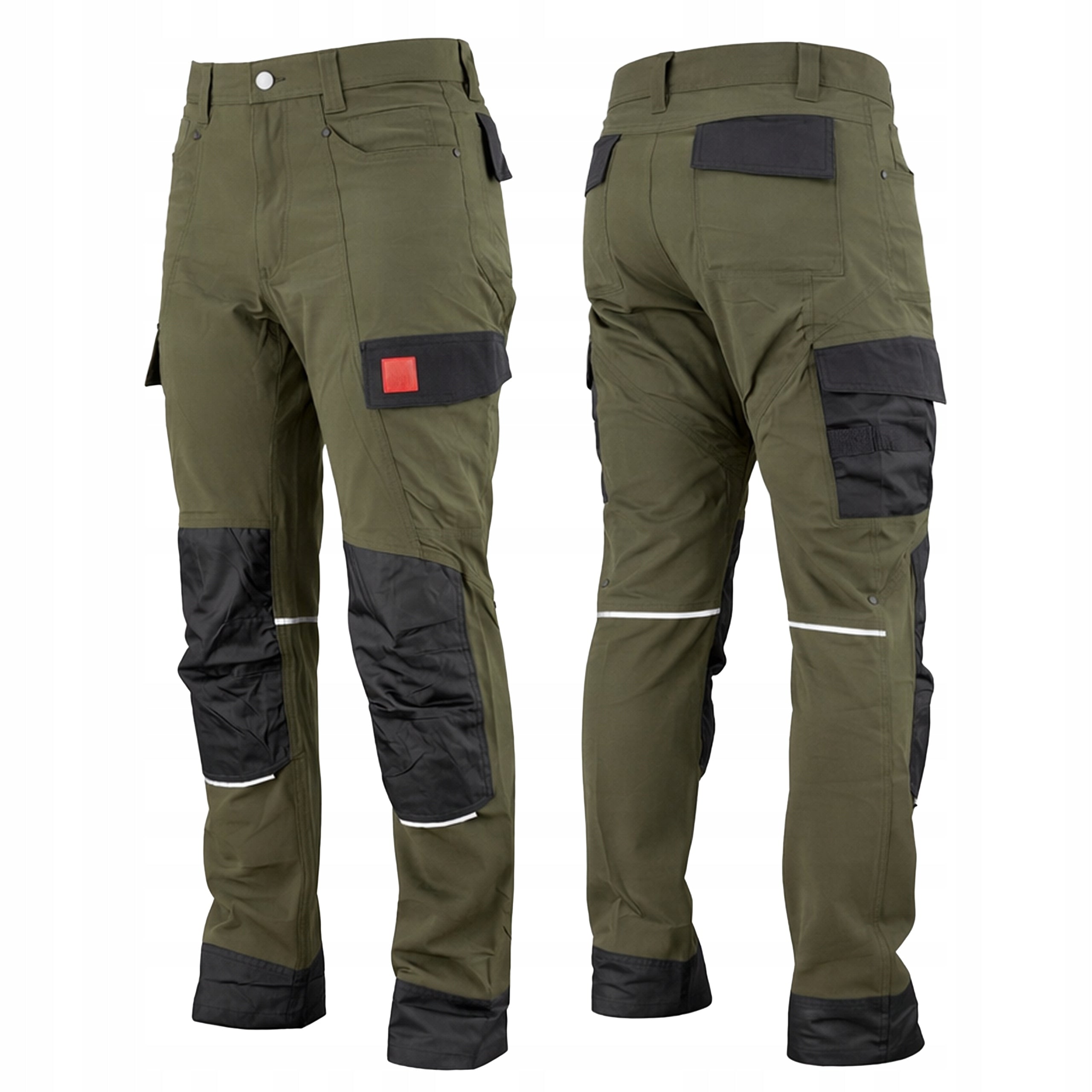 Men's work trousers ELASTIC STRETCH STRONG many pockets REFLECTORS bhp