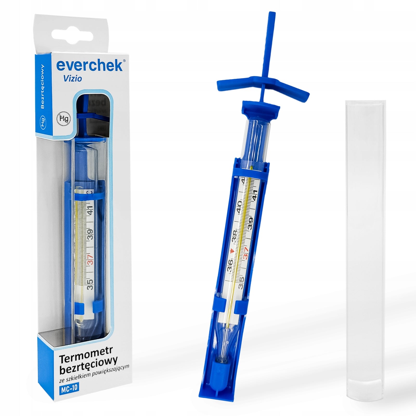 Mercury-free thermometer traditional EVERCHEK Vizio MC-10 Magnifying glass Packaging status original