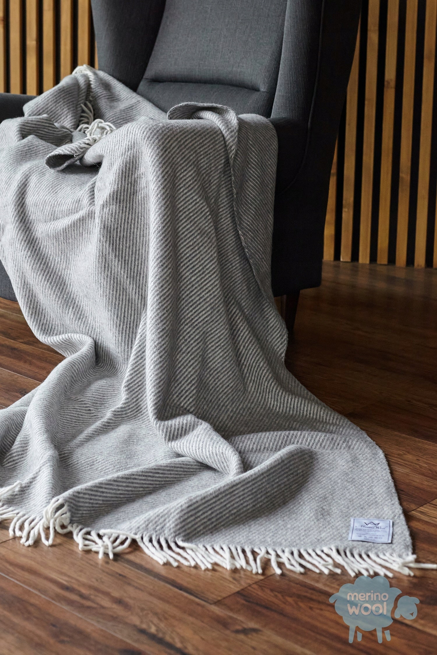 Merino Wool Wool blanket 100% WOOL with fringes Polish Merino Wool Brand Merino Wool