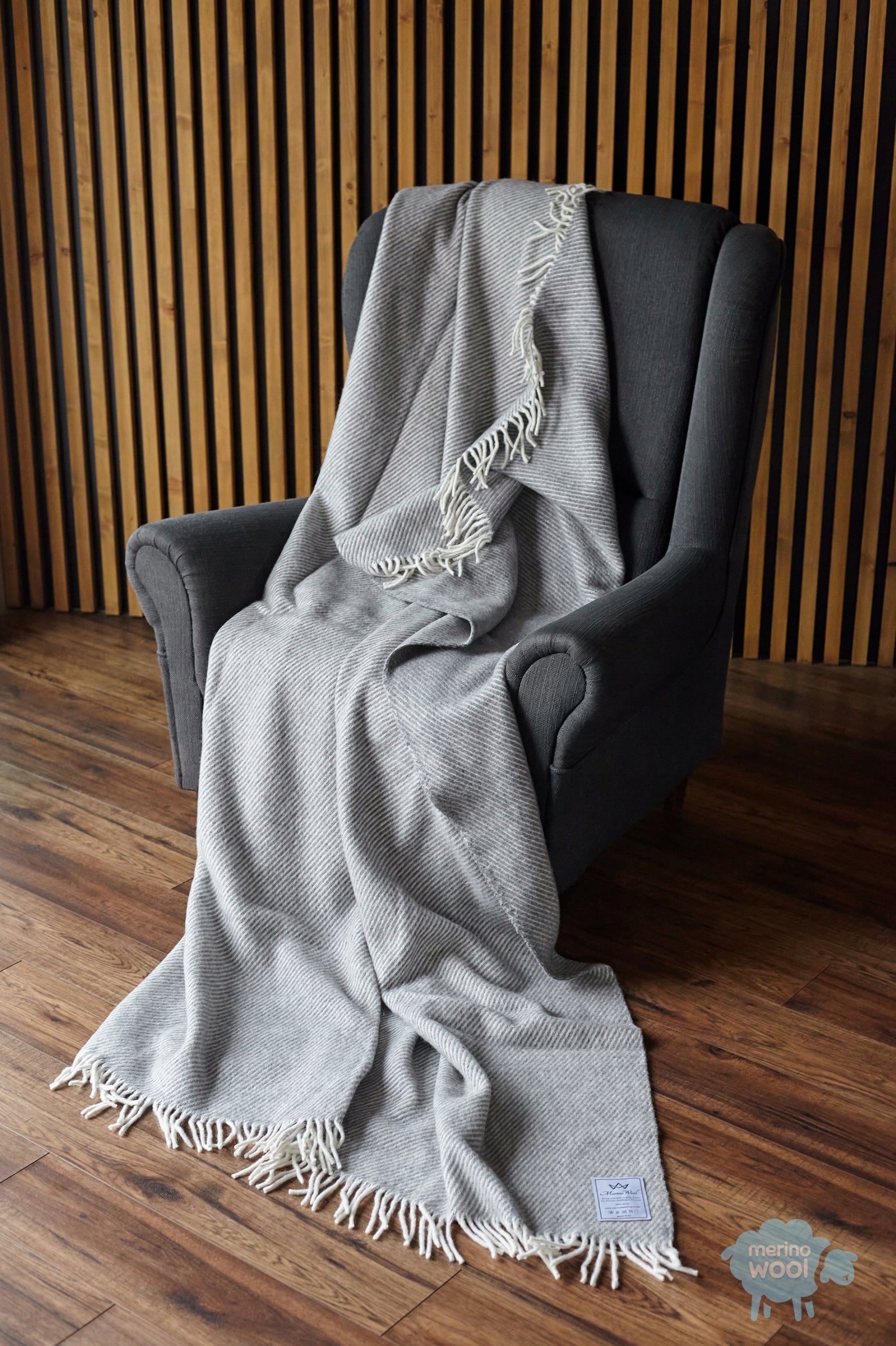 Merino Wool Wool blanket 100% WOOL with fringes Polish Merino Wool