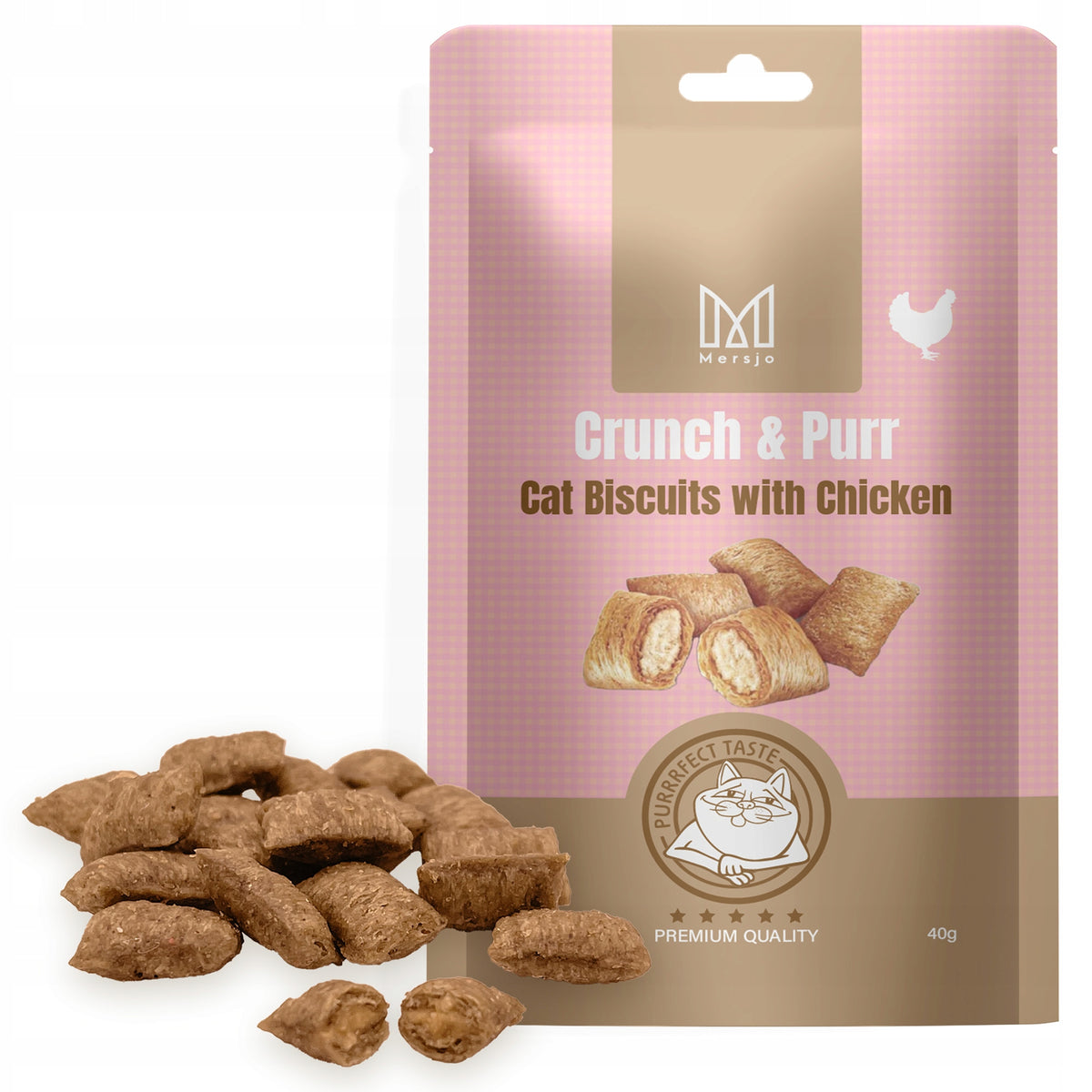 Mersjo Crunch & Purr Chicken Biscuits Cat Cookies 40 g Treat