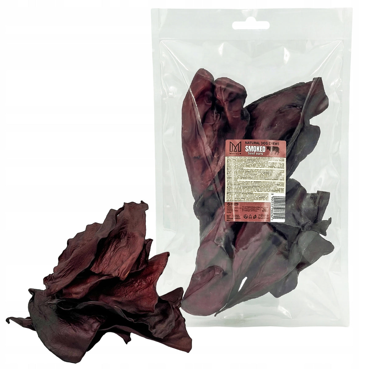 Mersjo smoked beef ears 150g natural teether dog treat
