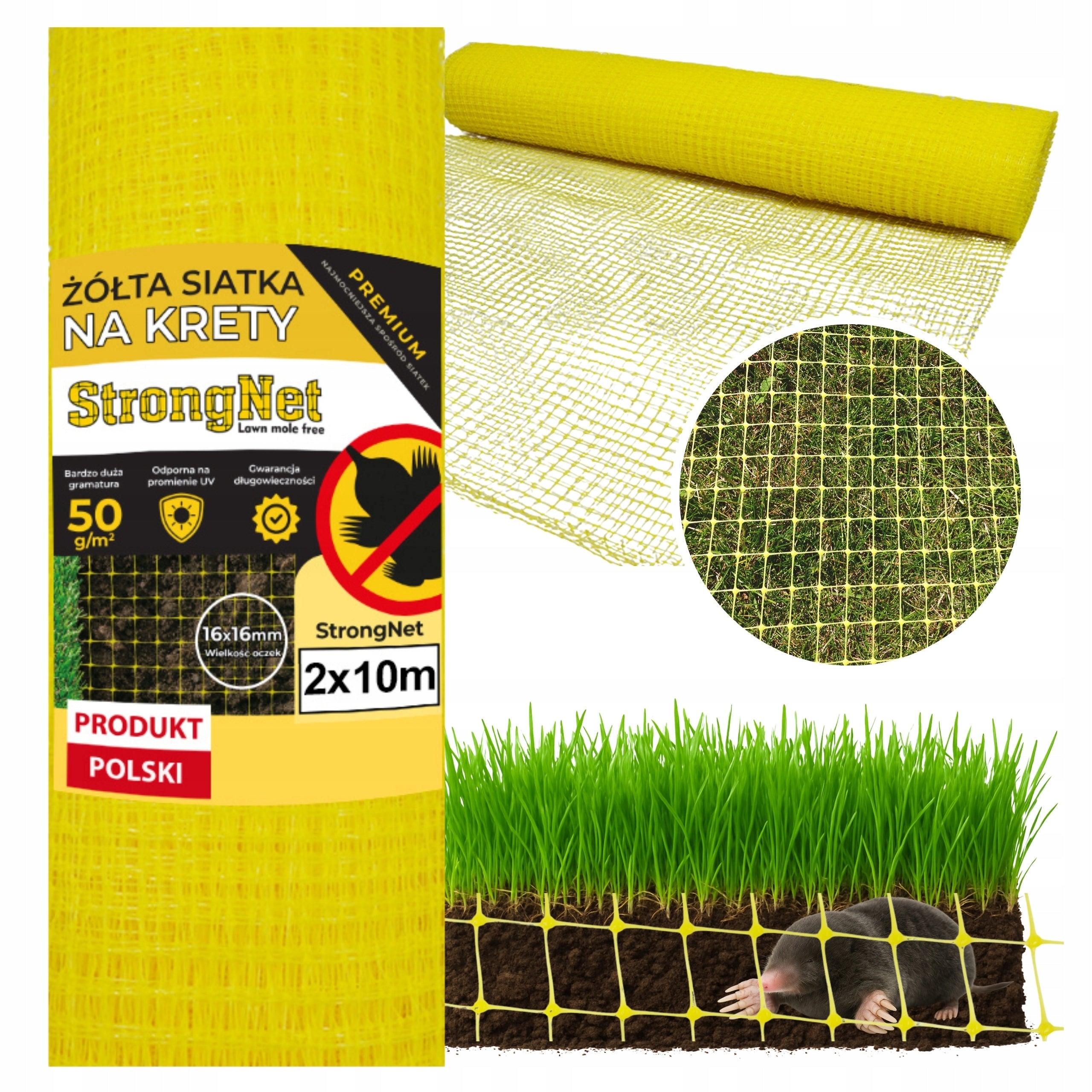 Mesh Against Moles 50g 2x10m Yellow For Moles Under Lawn Premium Strong
