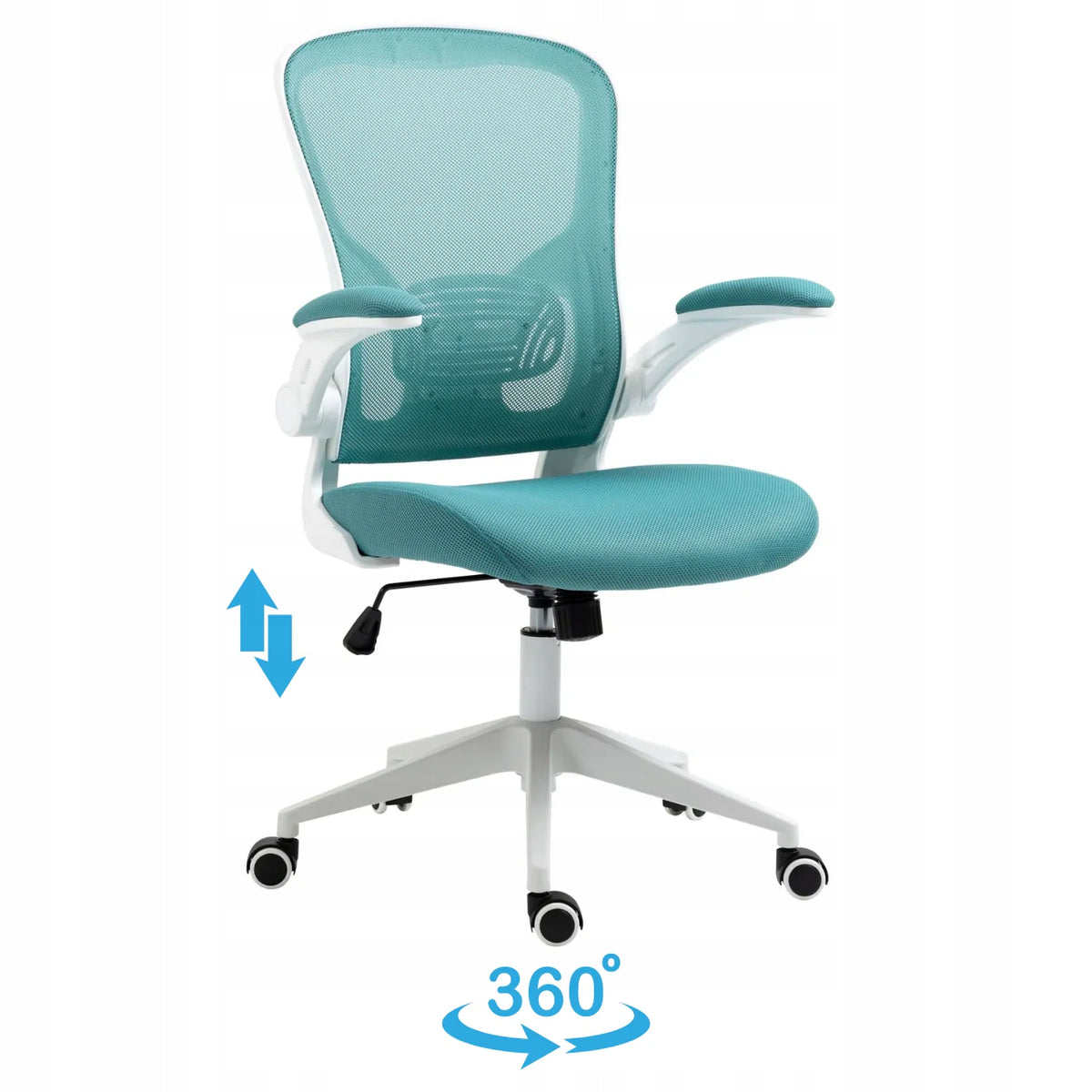 Mesh Desk Chair with Armrests Swivel Modern Turquoise ABEL Brand MONOVO