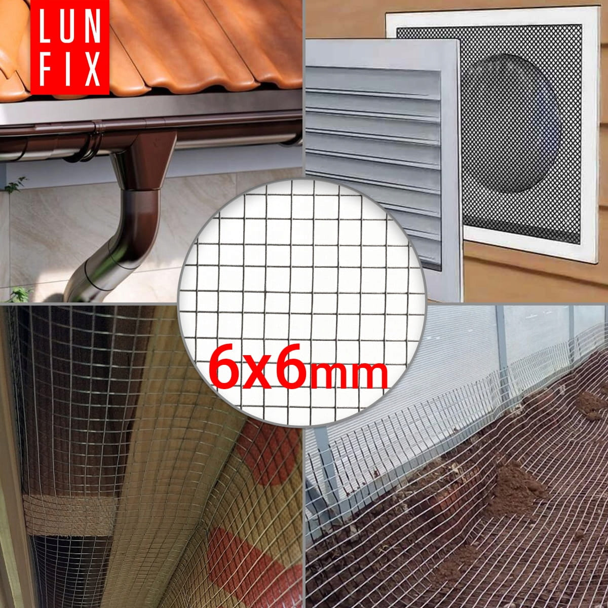 Mesh against rodents 5mb for moles marten metal voles 6x6 h1 fi0,65 Length 5 m