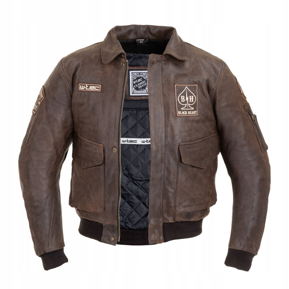 Herren-Lederjacke W-TEC Black Heart Bomber - Vintage Brown 6XL 