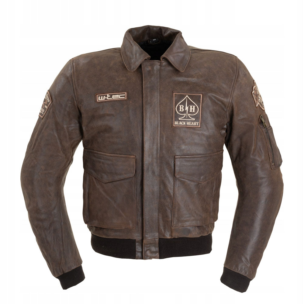 Herren-Lederjacke W-TEC Black Heart Bomber - Vintage Brown 6XL 