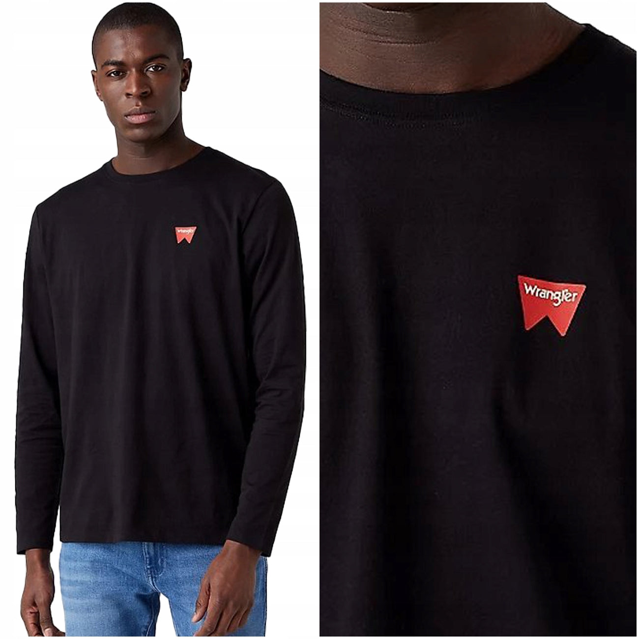 Wrangler Langarmhemd, Schwarz 