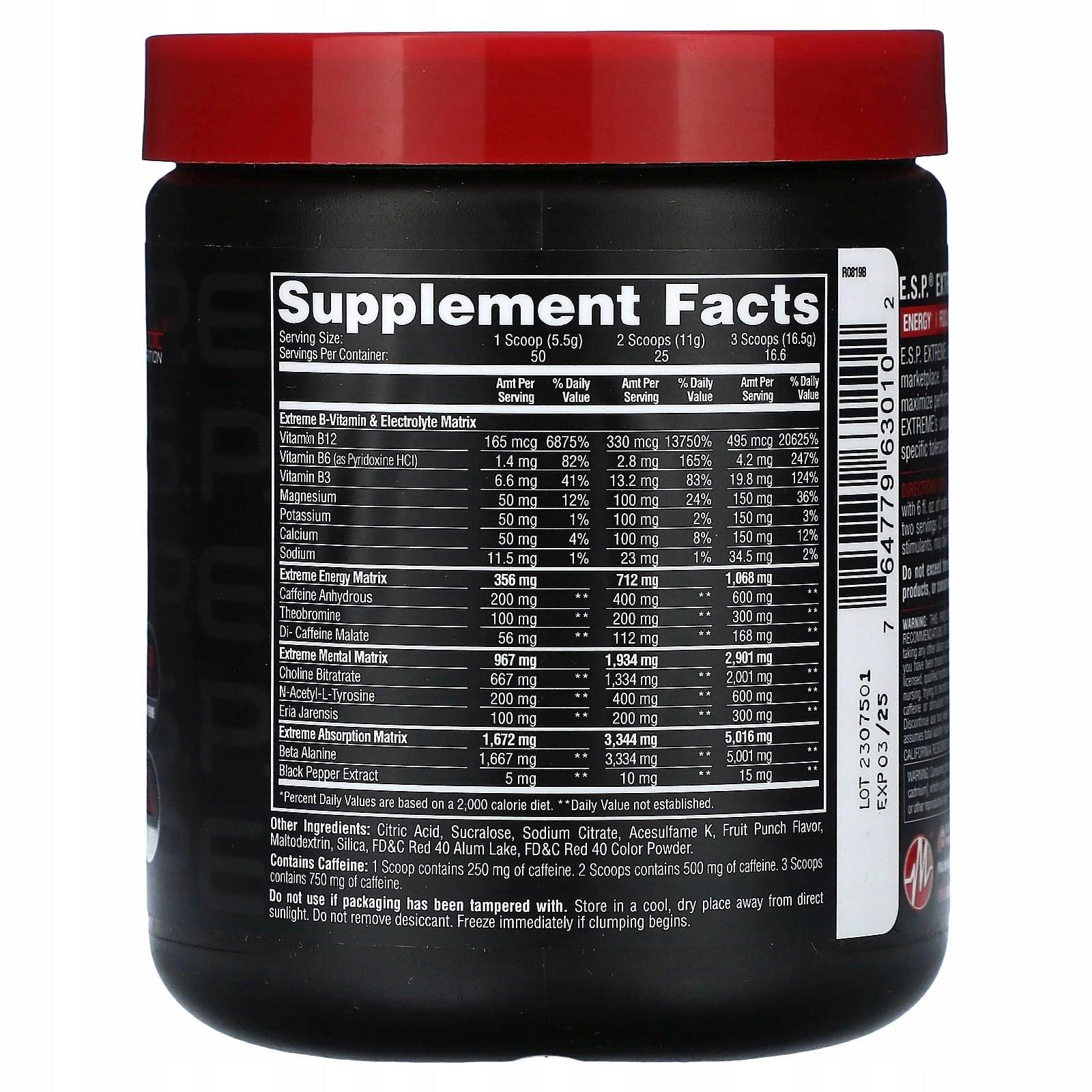Metabolic Nutrition, ESP Extreme Energy pre-workout stimulant, punch ow Expiration date at least 3 months from the date of purchase