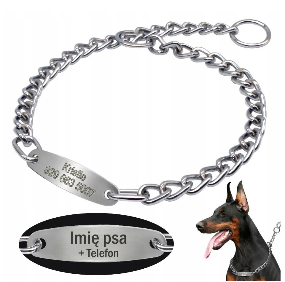 Metal Collar + Engraving Name Phone Number Chain 4 Sizes M