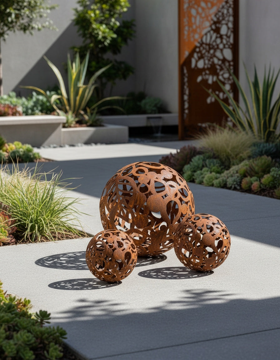 Metal Decorative Ball Leaves D23 Openwork Garden Rustic Loft Manufacturer code Garden Dekory KULA LIŚCIE D23