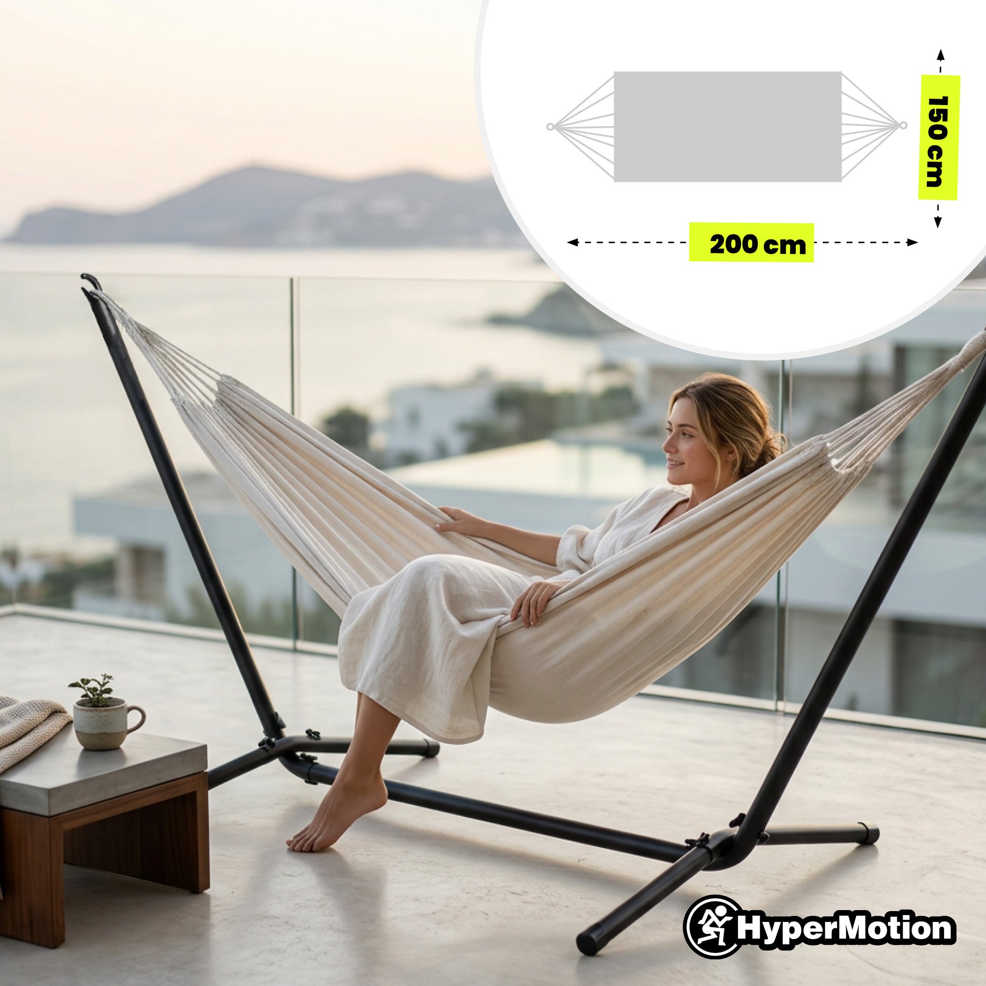Metal Hammock Frame, Sturdy Garden Hammock Stand Total length 200 cm