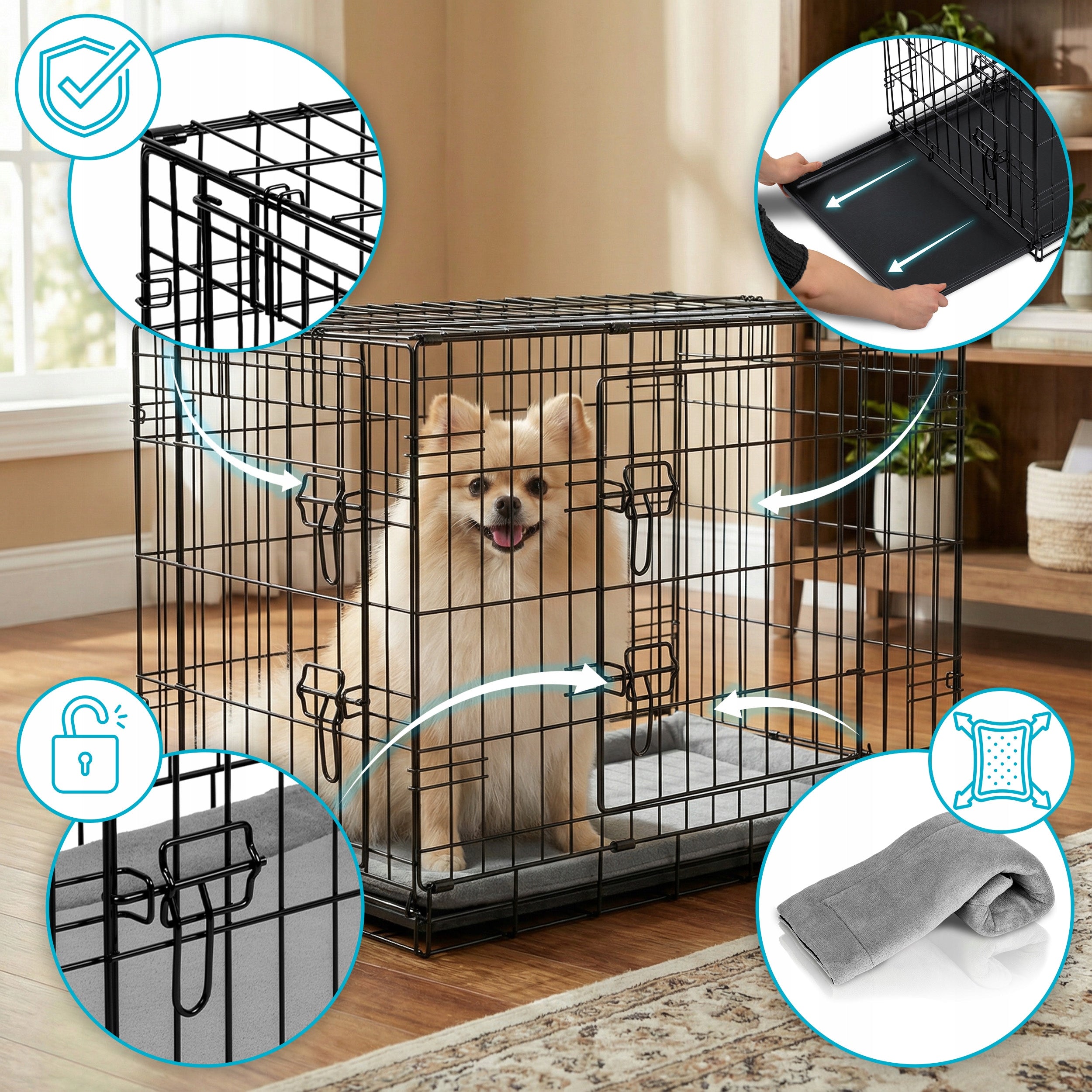 Metal Kennel Cage Dog Transporter 75x45x54 Bed freebie Brand Pethaus