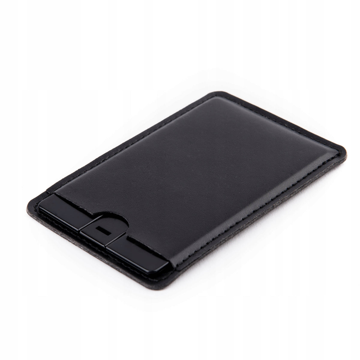 Metal Pendrive Card 32 GB Black + Engraving + Leather Case Color black