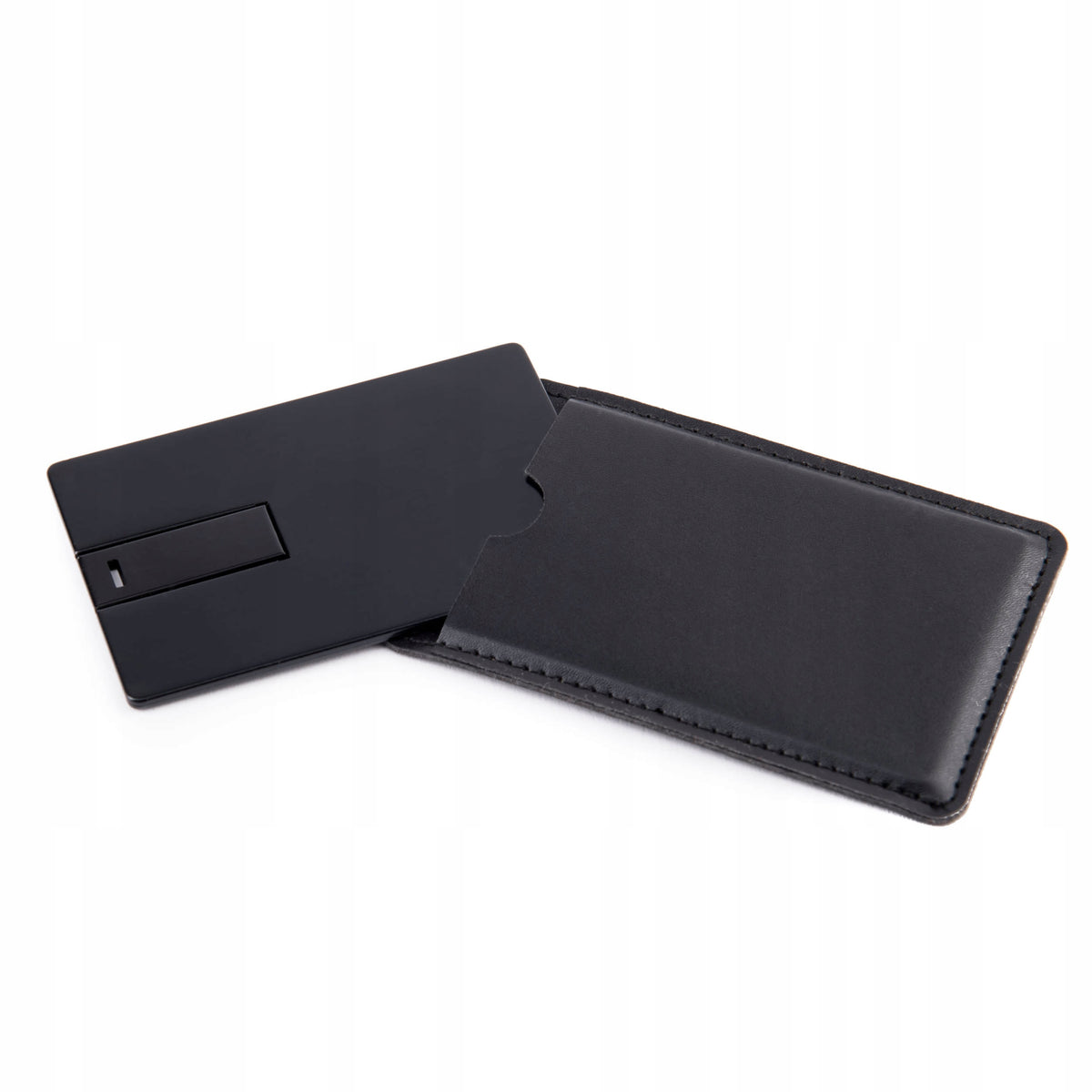Metal Pendrive Card 32 GB Black + Engraving + Leather Case
