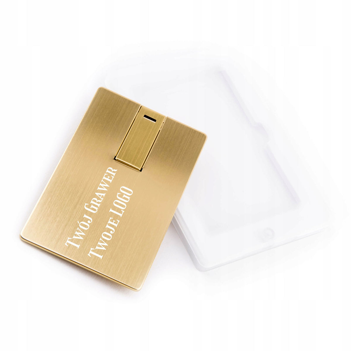 Metal Pendrive Card 32 GB Gold + Box + Engraving Your LOGO