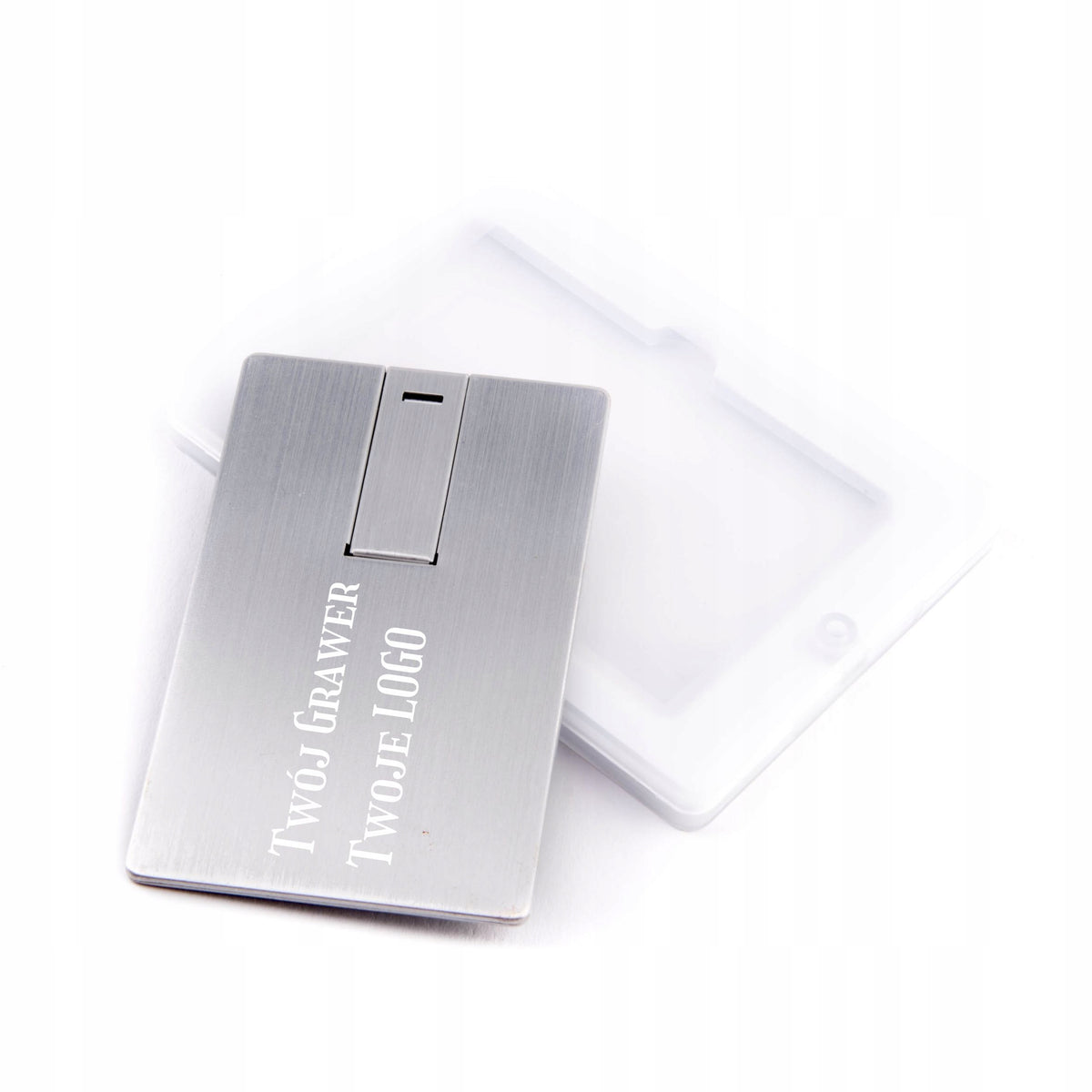 Metal Pendrive Card 32 GB Silver + Box + Engraving Your LOGO