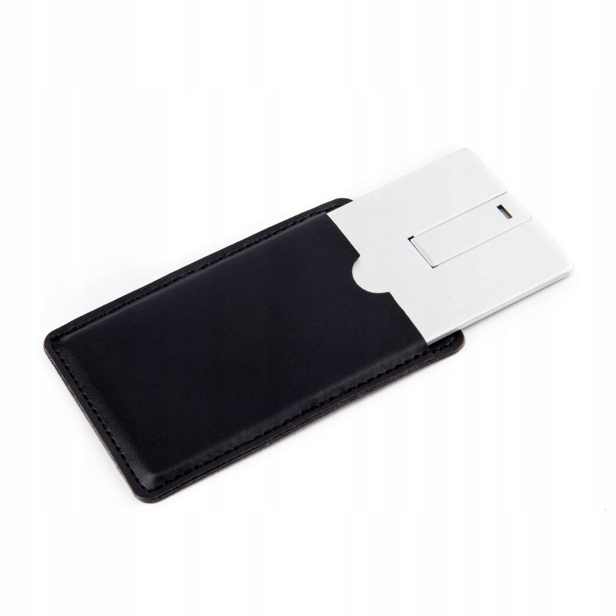 Metal Pendrive Card 8 GB USB 2.0 Silver + Engraving + leather case Brand MemoRabbit