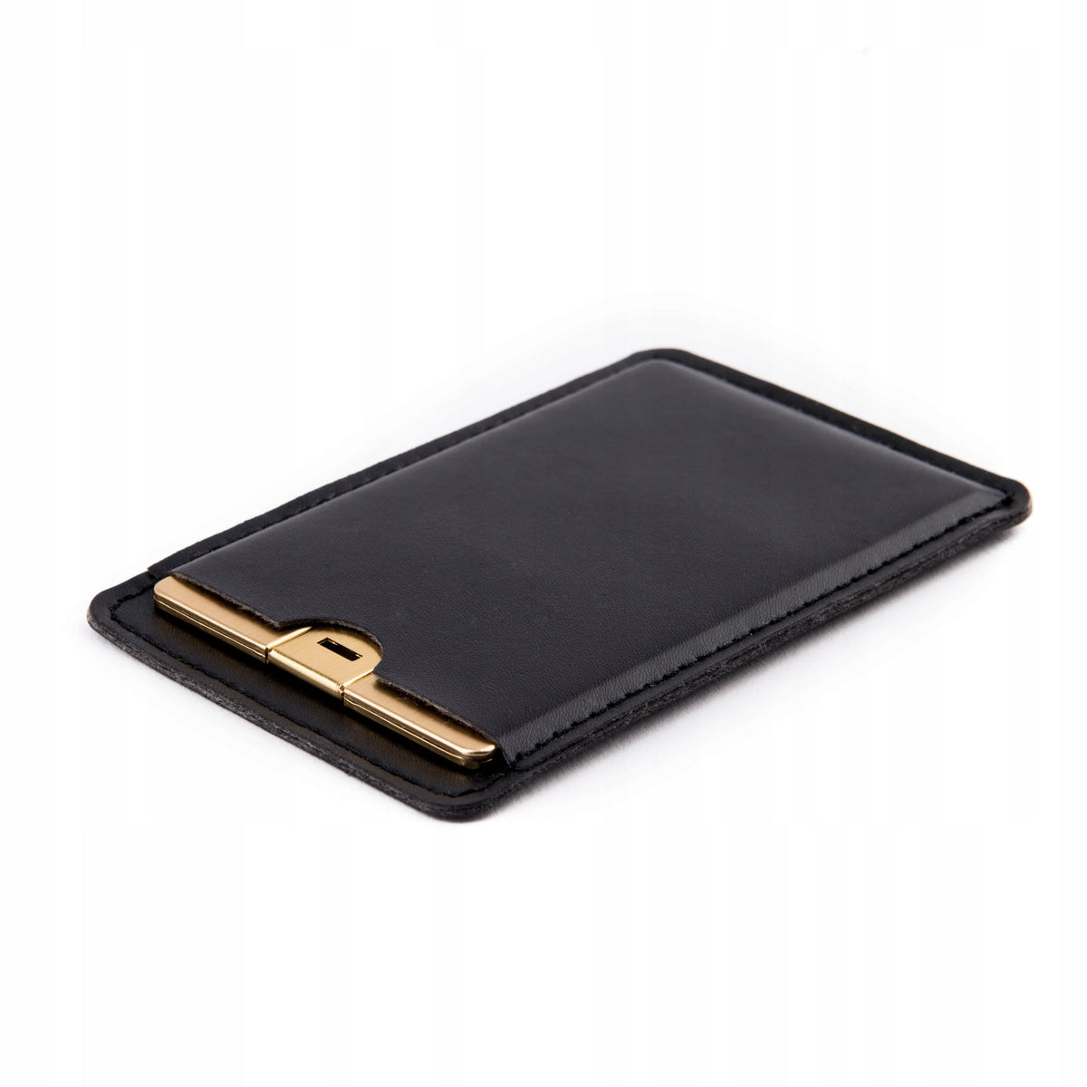 Metal Pendrive Card Gold 8GB USB 2.0 + Engraving + Leather Case Color gold