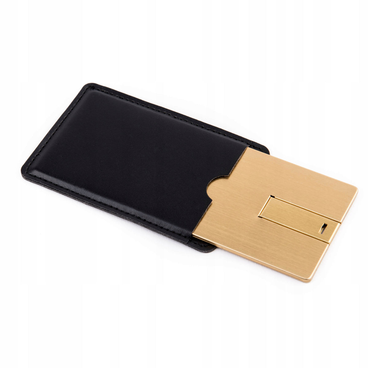 Metal Pendrive Gold Card 4 GB USB 2.0 + Engraving + leather case Brand MemoRabbit