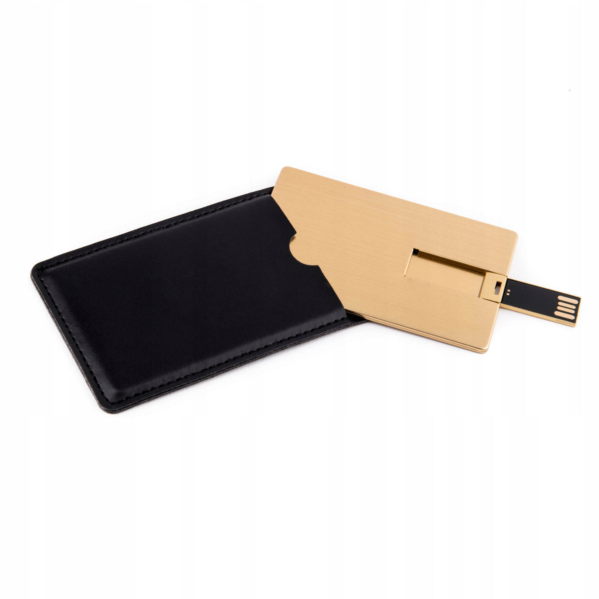 Metal Pendrive Gold Card 4 GB USB 2.0 + Engraving + leather case