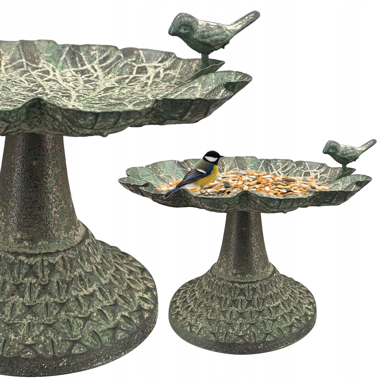 Metal Retro Bird Drinker on Leg 13 cm Drinker Feeder Bathtub