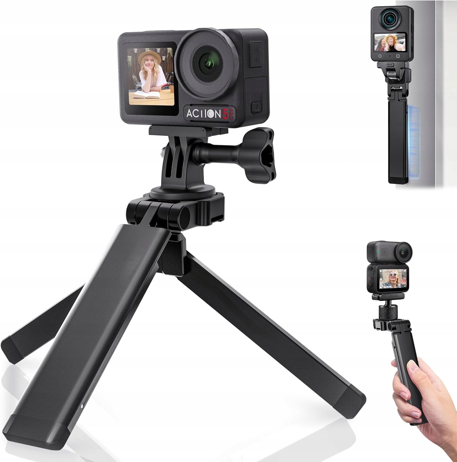 Metal Selfie Stick for DJI Action 6/Insta360 Luna/X5/Ace Magnetic Tripod